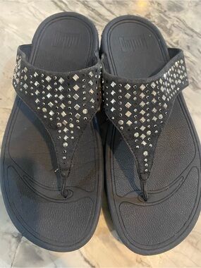 Fitflop Black Textured Footbed Slide